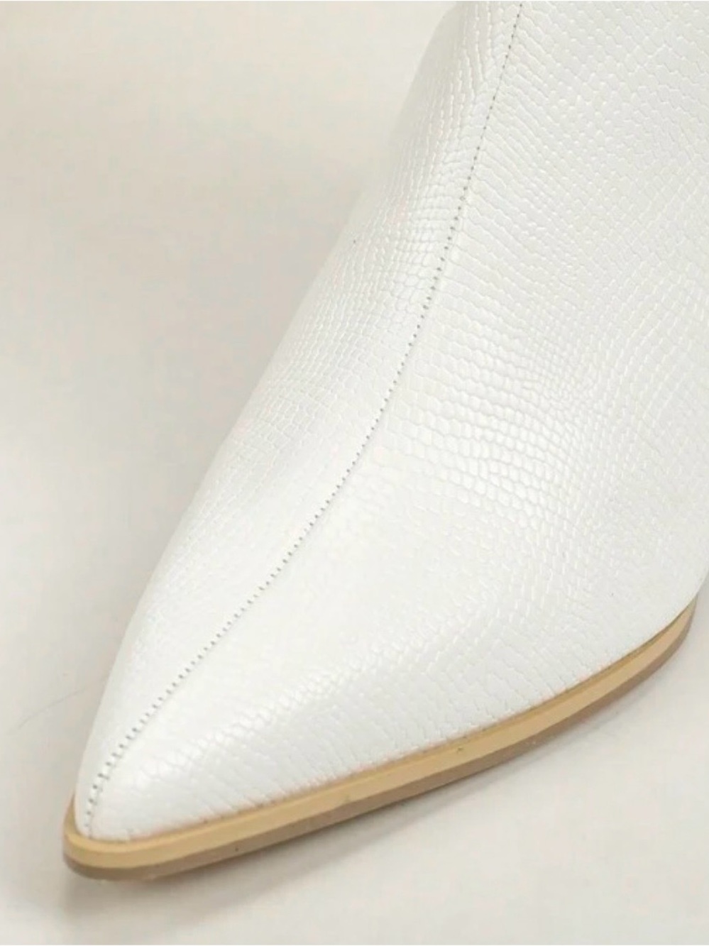 Amazon White Knee-High Pointed Toe Heeled Boots - Picture 2 of 4
